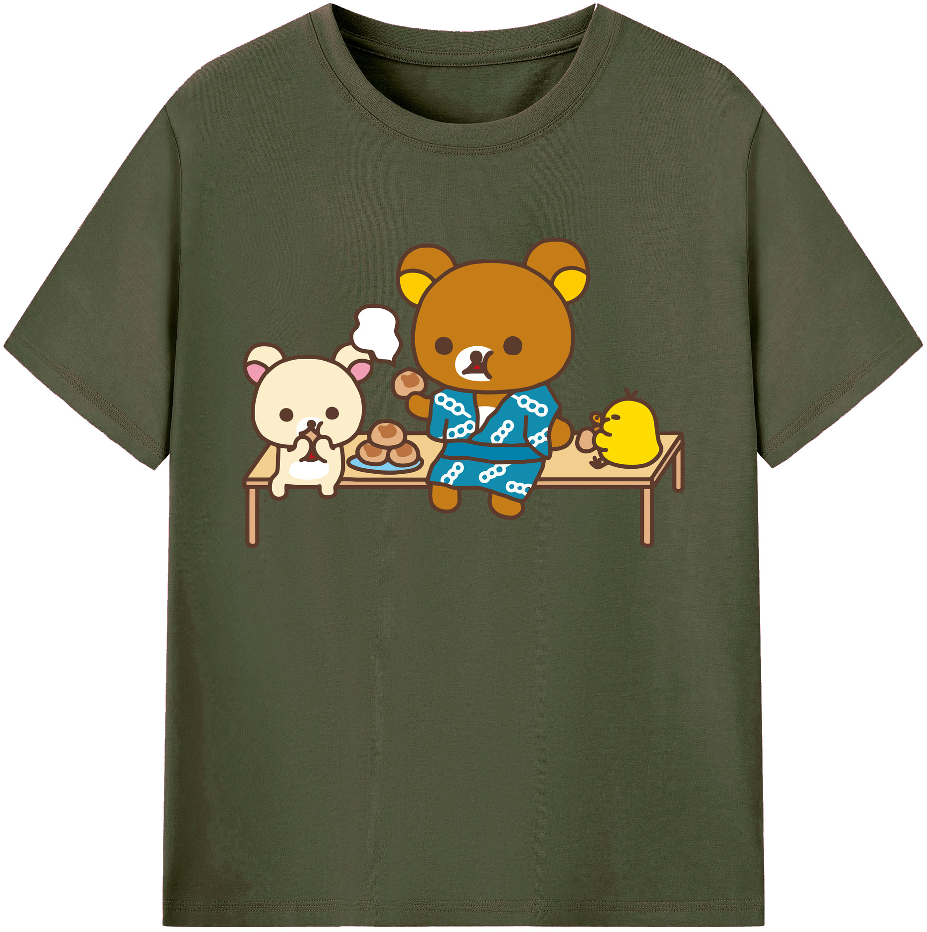 （画像用） リラックマ リラックマ キイロイトリ Rilakkuma Korilakkuma Kiiroitori 綿100％ メンズ半袖Tシャツ｜肌触りやわらか＆通気性